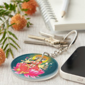 ハス・ヒンドゥー教の神の女神ガヤトリデヴィ キーホルダー (正面右)