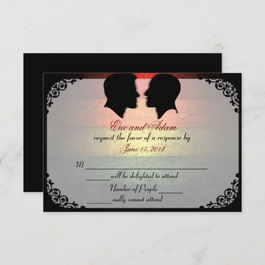 ハズバンドIVカスタムゲイウェディング出欠確認カード 出欠カード (正面/裏面)