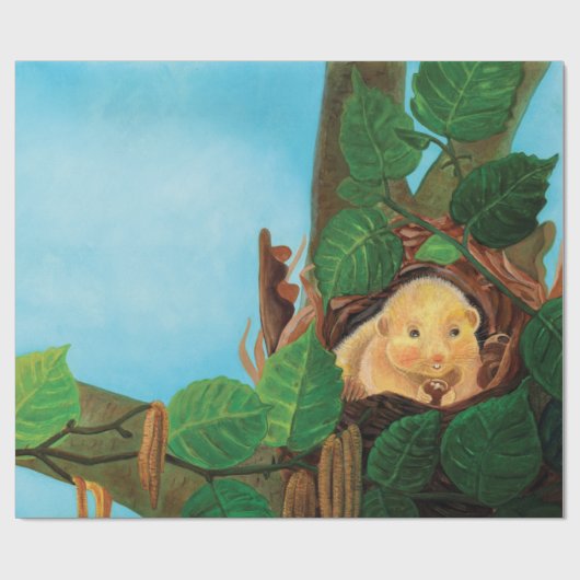 ハゼルマウスがハゼルナットを食べている ラッピングペーパー (フラット)