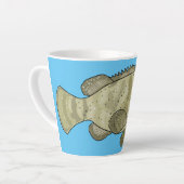 ハタの魚の漫画イラストレーション カフェラテマグ (左アングル)