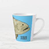 ハタの魚の漫画イラストレーション カフェラテマグ (右)