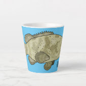 ハタの魚の漫画イラストレーション カフェラテマグ (正面)