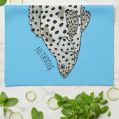 ハタの魚の漫画イラストレーション キッチンタオル (折り畳み)