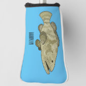 ハタの魚の漫画イラストレーション ゴルフヘッドカバー (回転90)