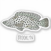 ハタの魚の漫画イラストレーション シール (正面)