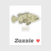 ハタの魚の漫画イラストレーション シール (シート)