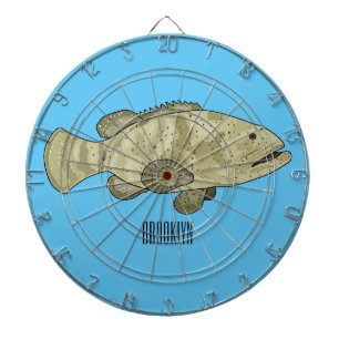 ハタの魚の漫画イラストレーション ダーツボード