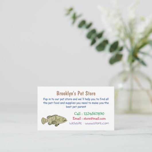 ハタの魚の漫画イラストレーション 名刺 (スタンド正面)