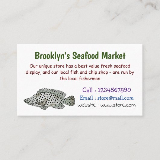 ハタの魚の漫画イラストレーション 名刺 (正面)
