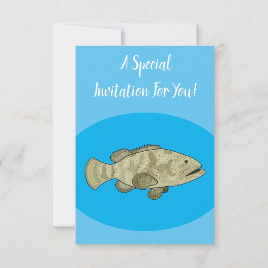 ハタの魚の漫画イラストレーション 招待状 (裏面)