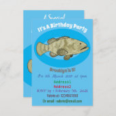 ハタの魚の漫画イラストレーション 招待状 (正面/裏面)