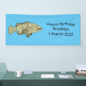 ハタの魚の漫画イラストレーション 横断幕 (トレードショー)