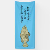 ハタの魚の漫画イラストレーション 横断幕 (縦)