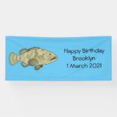 ハタの魚の漫画イラストレーション 横断幕 (横)