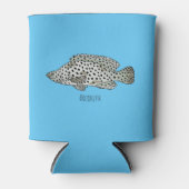 ハタの魚の漫画イラストレーション 缶クーラー (正面)