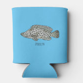 ハタの魚の漫画イラストレーション 缶クーラー (裏面)