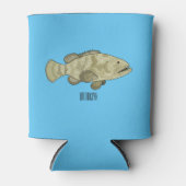 ハタの魚の漫画イラストレーション 缶クーラー (正面)