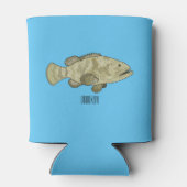 ハタの魚の漫画イラストレーション 缶クーラー (裏面)