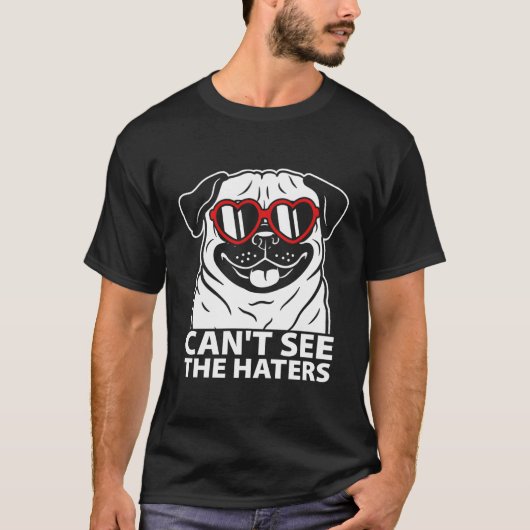 ハターズが眼鏡でパグしているのが見えない Tシャツ (正面)