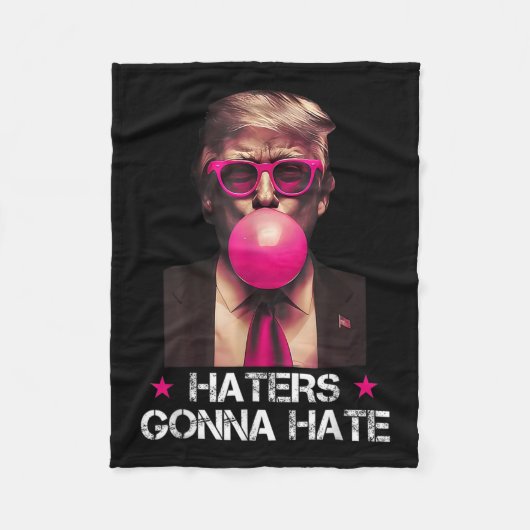 ハターズはトランプおもしろいバブルガムを嫌うドナルドTr フリースブランケット (正面)