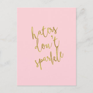 ハターズドスパークル引用文フェイクゴールドフォイルグリッター ポストカード