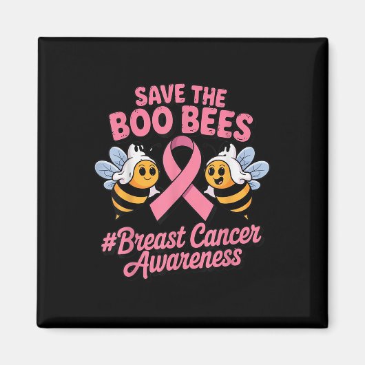 ハチおもしろい幽霊ブー乳がん認識度ピンク マグネット (正面)