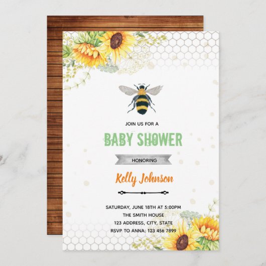 ハチさんのお誕生日会へようこそ 招待状 (正面/裏面)