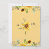 ハチとひまわりの花のラスティックウッド誕生日パーティー 招待状 (裏面)