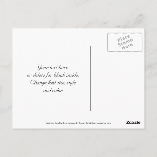 ハチとデイジーの抽象的な花の感謝カード ポストカード (裏面)