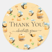 ハチとハチミツ1stハチをテーマにした誕生日ありがとう ラウンドシール (正面)