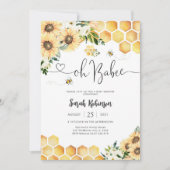 ハチとヒマワリのベイビーシャワー招待状 招待状 (正面)