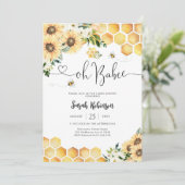 ハチとヒマワリのベイビーシャワー招待状 招待状 (スタンド正面)