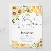 ハチとヒマワリのベイビーシャワー招待状 招待状 (正面)