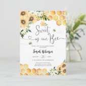 ハチとヒマワリのベイビーシャワー招待状 招待状 (スタンド正面)