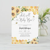 ハチとヒマワリのベイビーシャワー招待状 招待状 (スタンド正面)