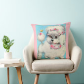 ハチとプードルの子犬のプリント クッション (椅子)