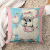 ハチとプードルの子犬のプリント クッション (ブランケット)