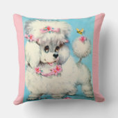 ハチとプードルの子犬のプリント クッション (裏面)