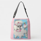 ハチとプードルの子犬のプリント クロスボディバッグ (裏面)