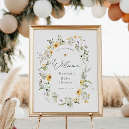 ハチと繊細な野生の花のベイビーシャワーの歓迎 ポスター