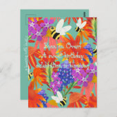 ハチと花の間で楽しむ_編集可能 キッズ ポストカード (正面/裏面)