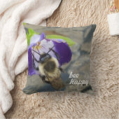 ハチと花を楽しむ クッション (ブランケット)