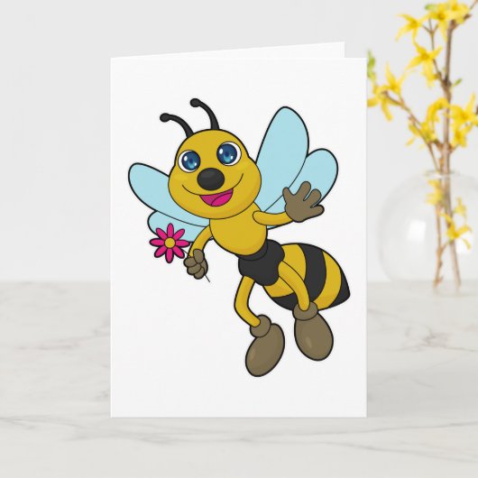 ハチと花 カード (黄色い花)