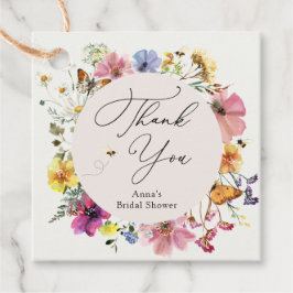 ハチと野の花のウェディングシャワーのギフトタグ フェイバータグ