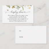 ハチと黄色の野の花 ディスプレイ シャワーディスプレイ シャワーカード（詩付き）。 水彩画の黄色の野 エンクロージャーカード (正面/裏面)