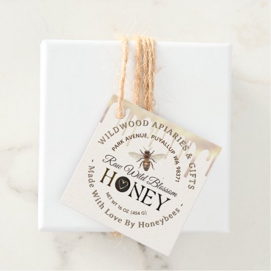 ハチによる愛で作られるハチミツのドリップとハート フェイバータグ (インサイチュ)