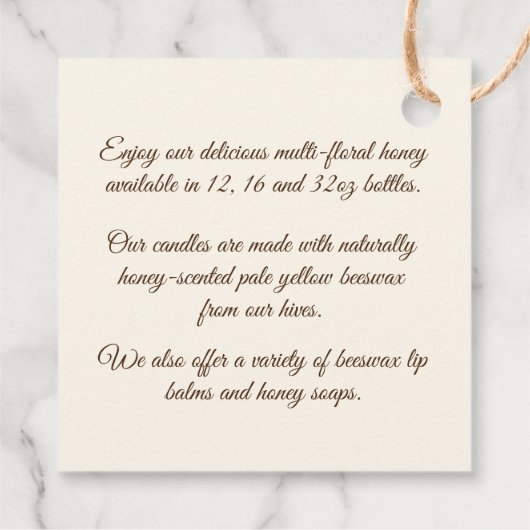 ハチによる愛で作られるハチミツのドリップとハート フェイバータグ (裏面)