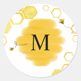 ハチのイニシャルステッカー ラウンドシール
