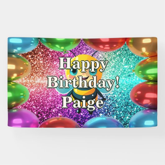 ハチのキャラクター誕生日バナー オーダーメイド 横断幕 (横)