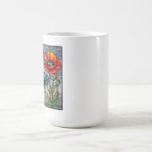 ハチのステンドグラス鮮やかポピー花 コーヒーマグカップ (中央)